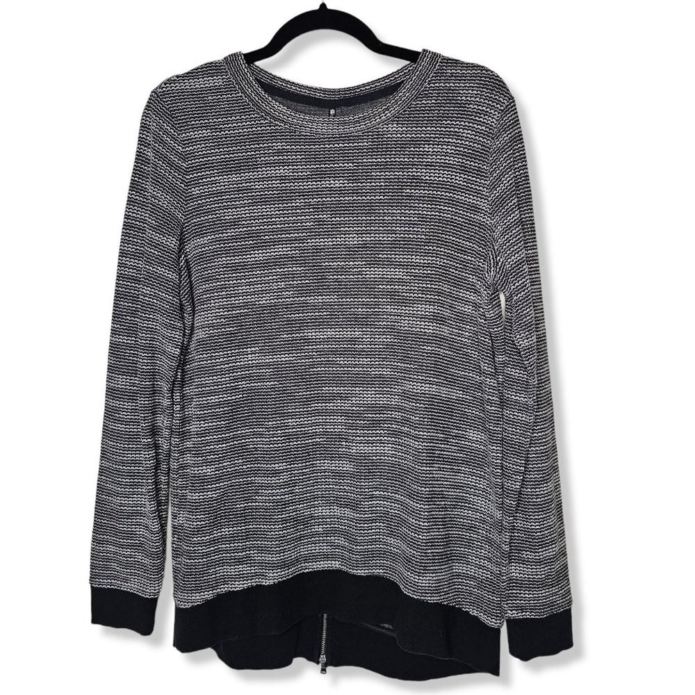 ⚡️Lou & Grey Size Small Grey Heathered Crew Neck Sweater Zipper Back Pull Over
